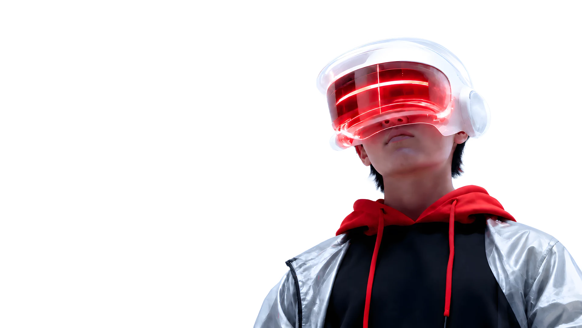 Persona con visor de realidad aumentada representando automatización empresarial con IA